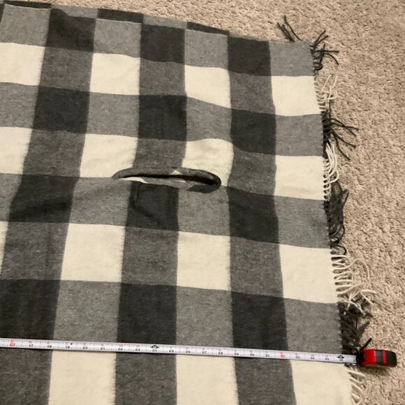 J.Crew plaid cape scarf. Color: Black, Grey, White. 80"H x 27.5"W. Wool/acrylic - Picture 4 of 8